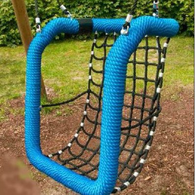 Inclusive Basket Style Swing Seat Complete With Suspension Ropes In Blue And Black