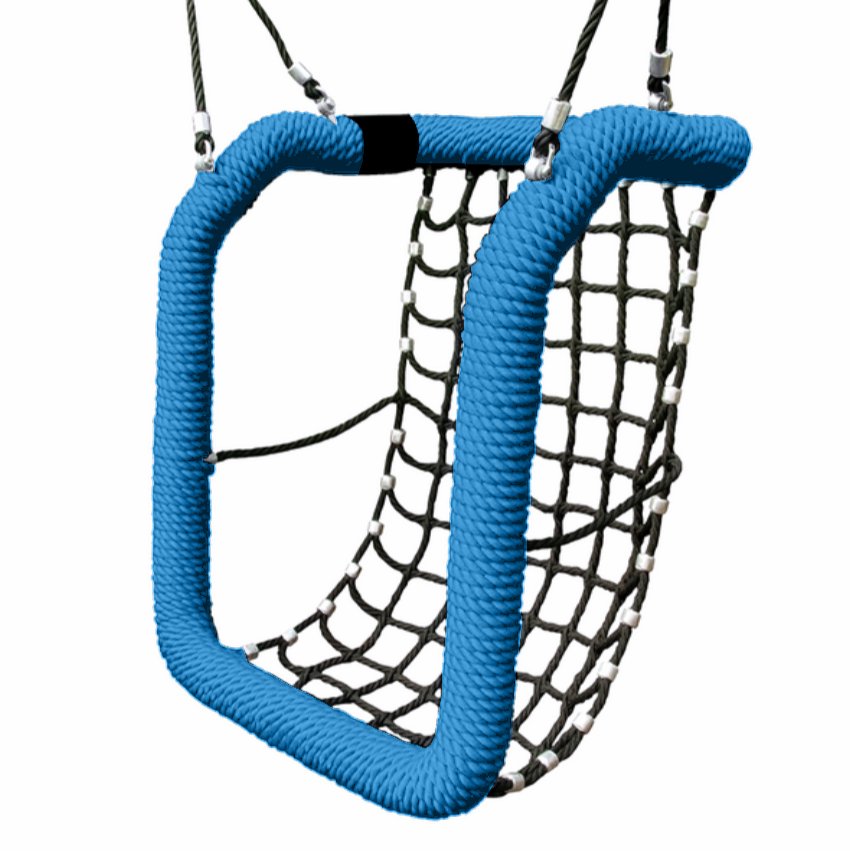 Inclusive Basket Style Swing Seat Complete With Suspension Ropes In Blue And Black