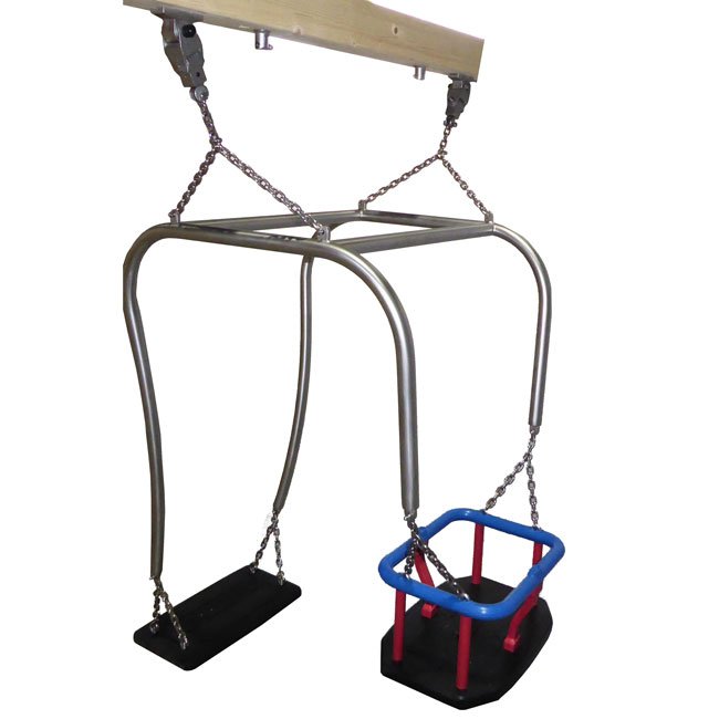 Toddler And Parent Stainless Steel Swing Frame  Including Flat Seat, Toddler Seat and Suspension Chains.