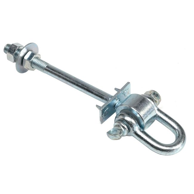 Swing Hanger With M12 Connecting Bolt Including Nylon Bushed Shackle And Fixings For Timber Beams