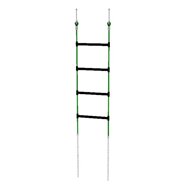 Climbing ladder with chain foundation anchors suitable for attaching to a play structure.