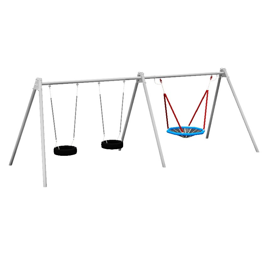 Double Bay 2 Seat Tyre and Nest Steel Swing