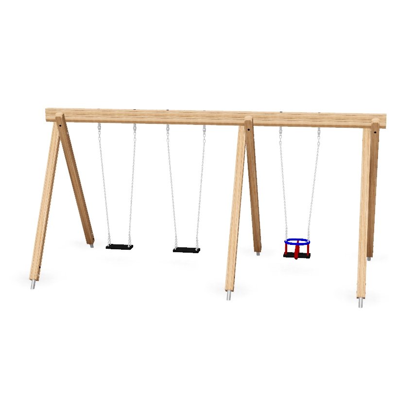 Double Bay Wooden Combination Junior and Toddler Swing