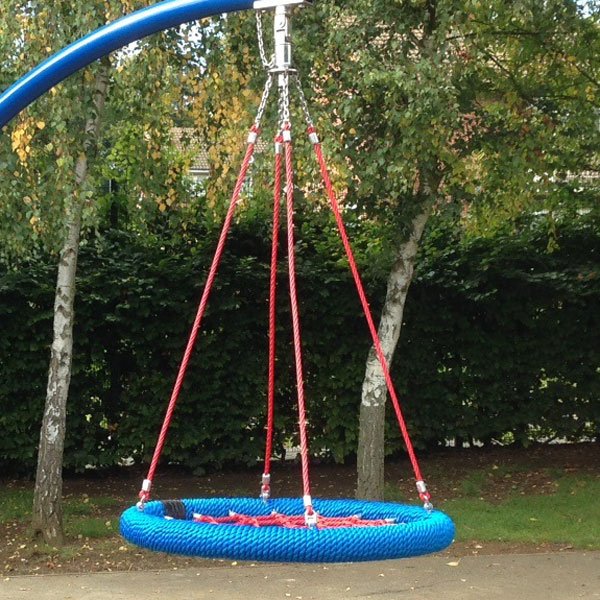 Bird Nest Basket Style Childrens Group Swing Seat With Four Steelcore Rope And Stainless Steel Suspensions.