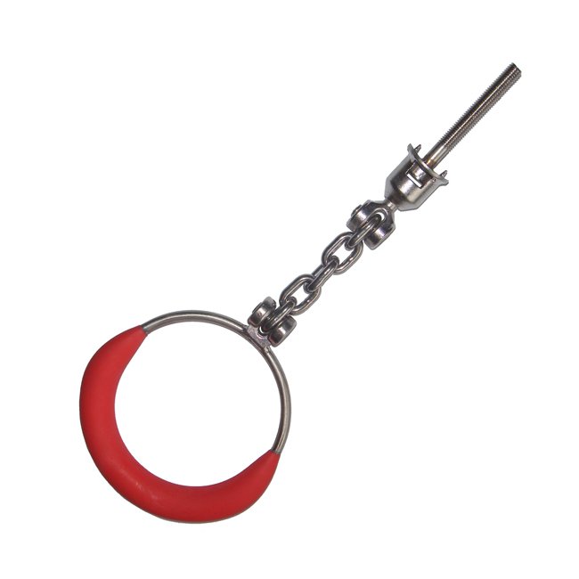 Childrens Trapeze Handle in Stainless Steel With Red Handle Suitable For Climbing Frames And Play Towers