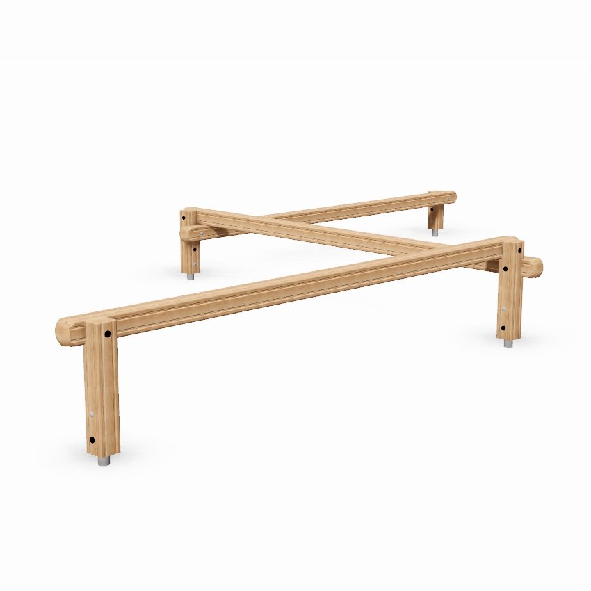 Triple Balance Beam Outdoor Fitness Station In Laminated Safalog With Exercise Instruction Sign