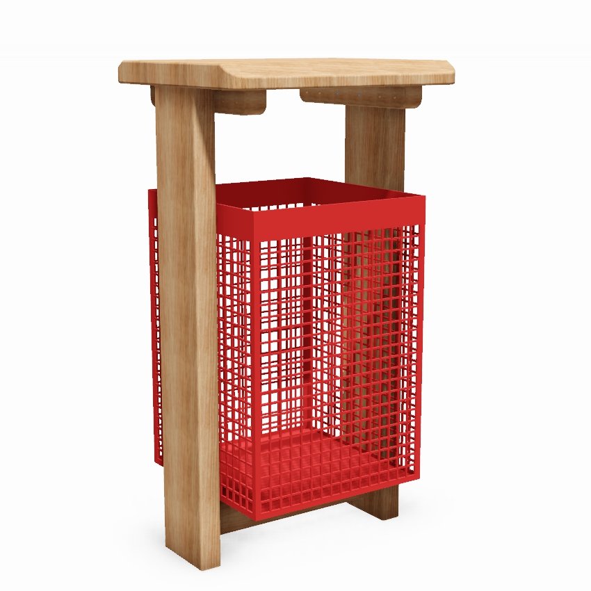 York Open Basket Natural Pressure Treated Wooden Litter Bin For Public Areas And Parks