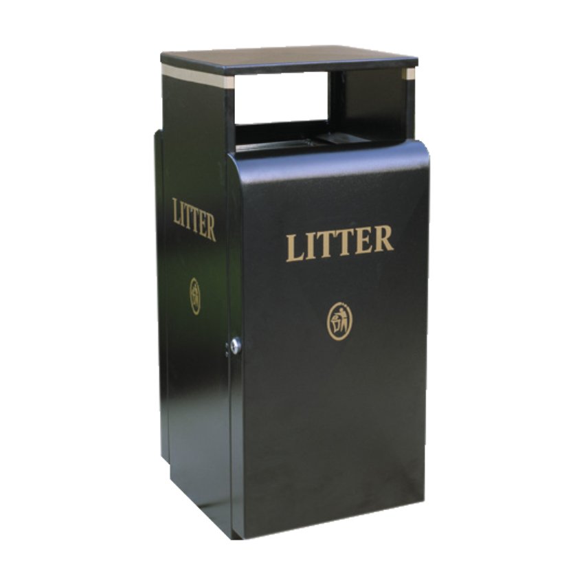 Valley 100L Square Powder Coated Steel Litter Bin For Public Areas And Parks
