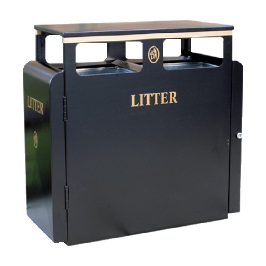 Valley 200L Square Powder Coated Steel Litter Bin For Public Areas And Parks