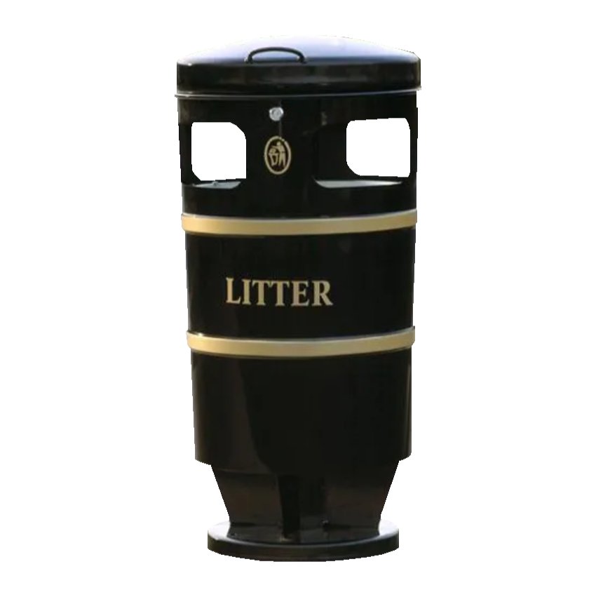 Knight 94L Round Powder Coated Steel Litter Bin For Public Areas And Parks