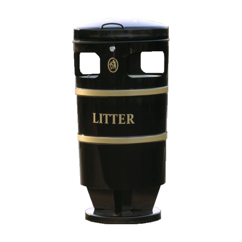 Knight 94L Round Powder Coated Steel Litter Bin For Public Areas And Parks