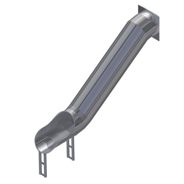 Children's Stainless Steel Platform Tube Slide Suitable For Attaching To A Play Tower Or Mound.