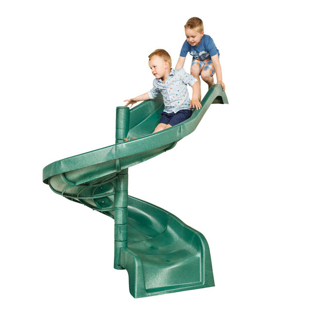 1.5m High Children's Playground Garden Spiral Slide In Green For