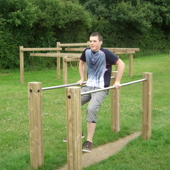 Outdoor Parallel Bars With Laminated Safalog Posts Online Playgrounds
