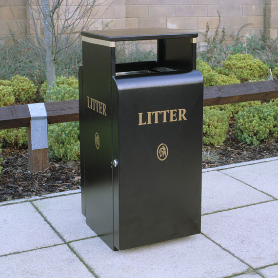 100L Square Powder Coated Steel Litter Bin Online Playgrounds